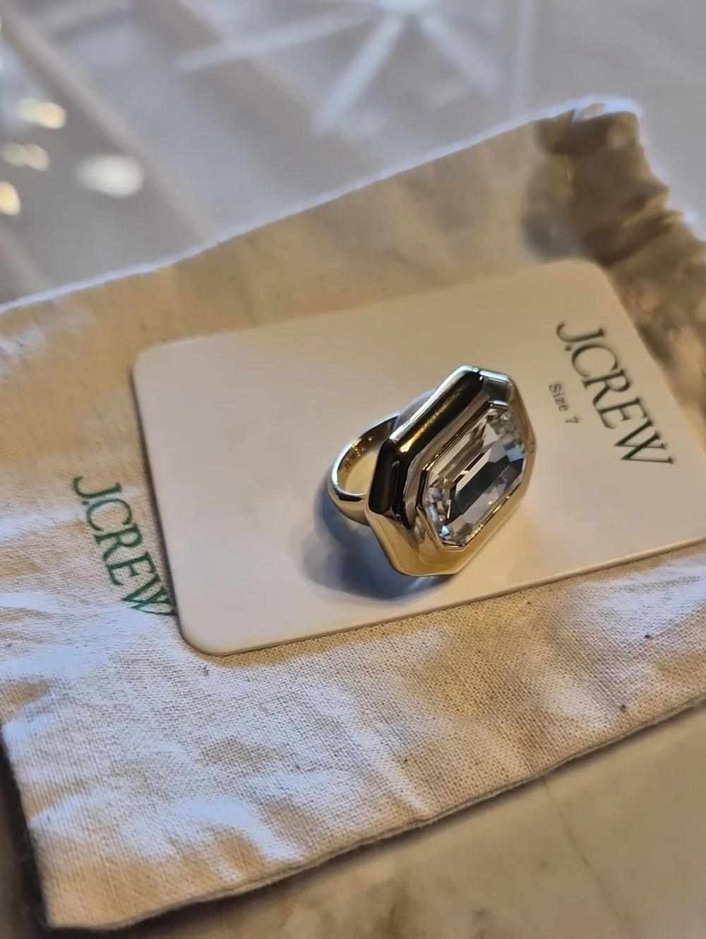 NWT J. Crew Emerald-cut Cocktail Ring